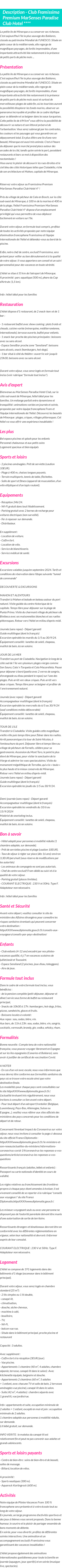 Détails du séjour
