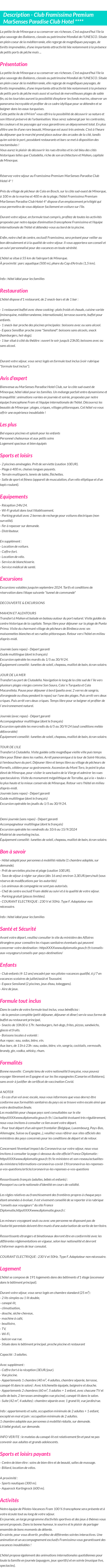 Détails du séjour