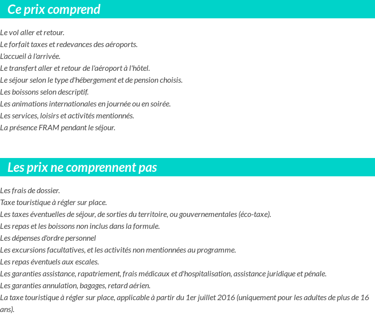 Conditions tarifaires