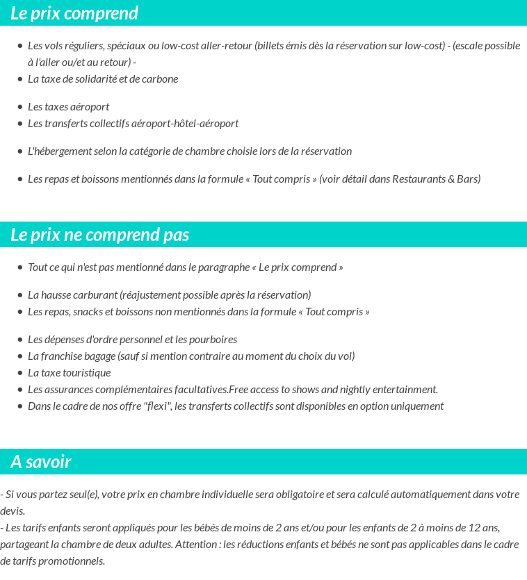 Conditions tarifaires
