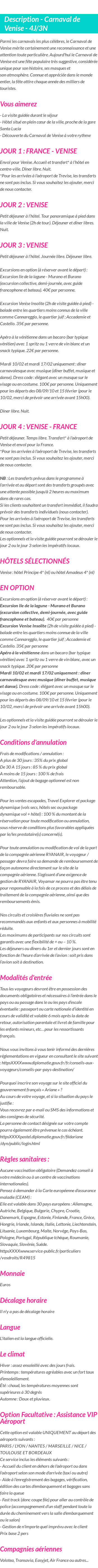 Détails du séjour