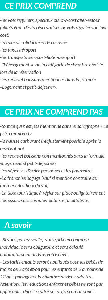 Conditions tarifaires