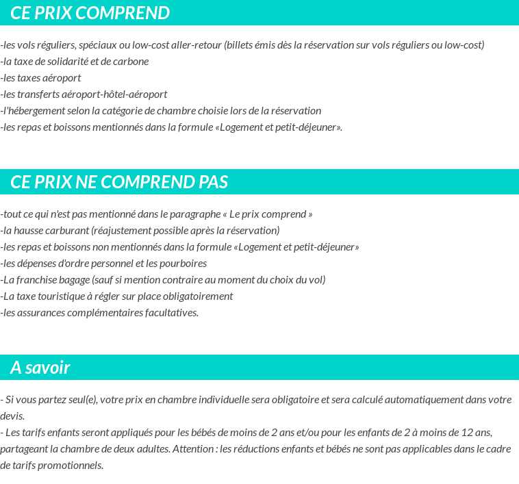 Conditions tarifaires