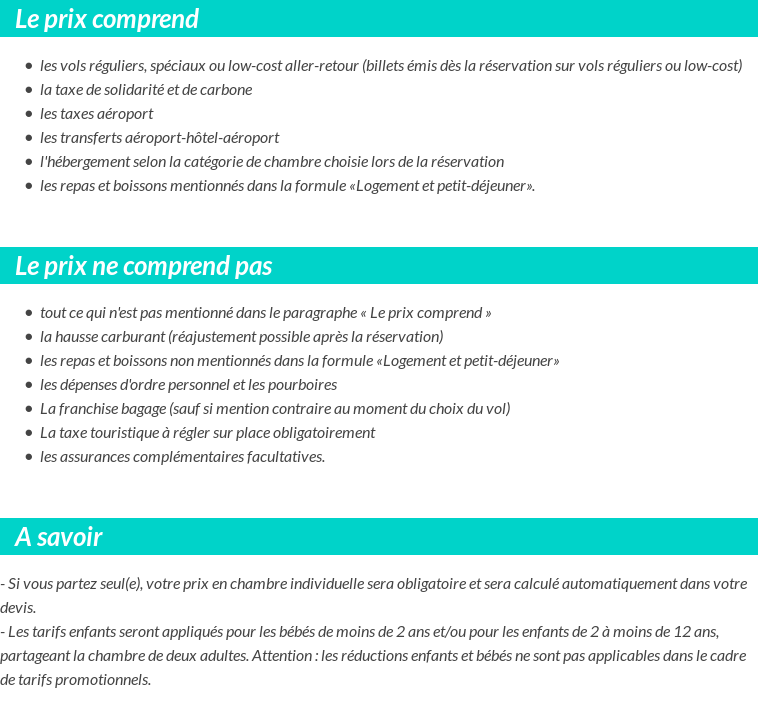 Conditions tarifaires