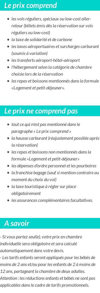 Conditions tarifaires