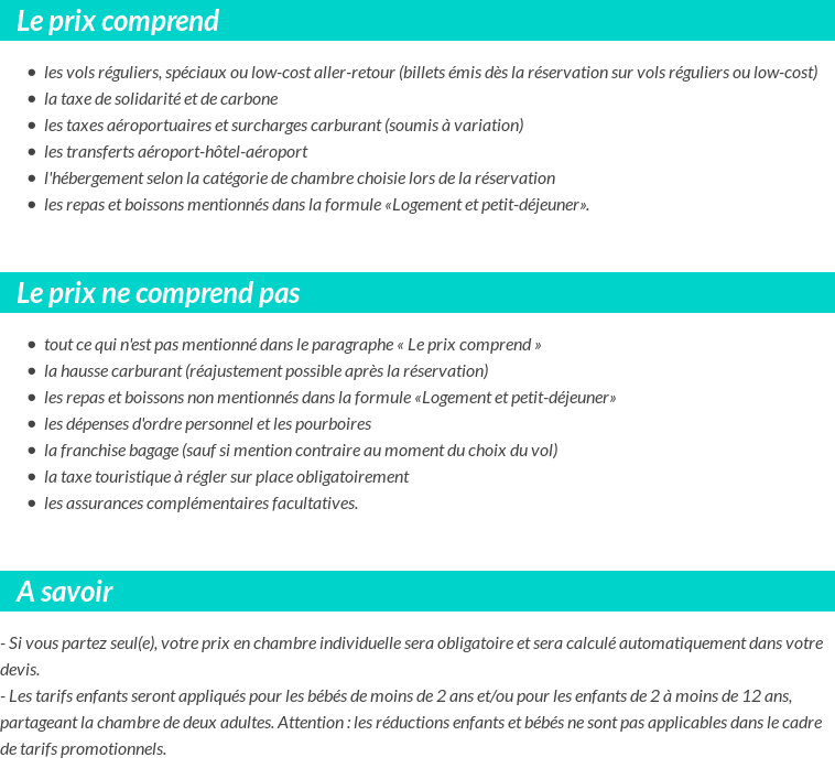 Conditions tarifaires