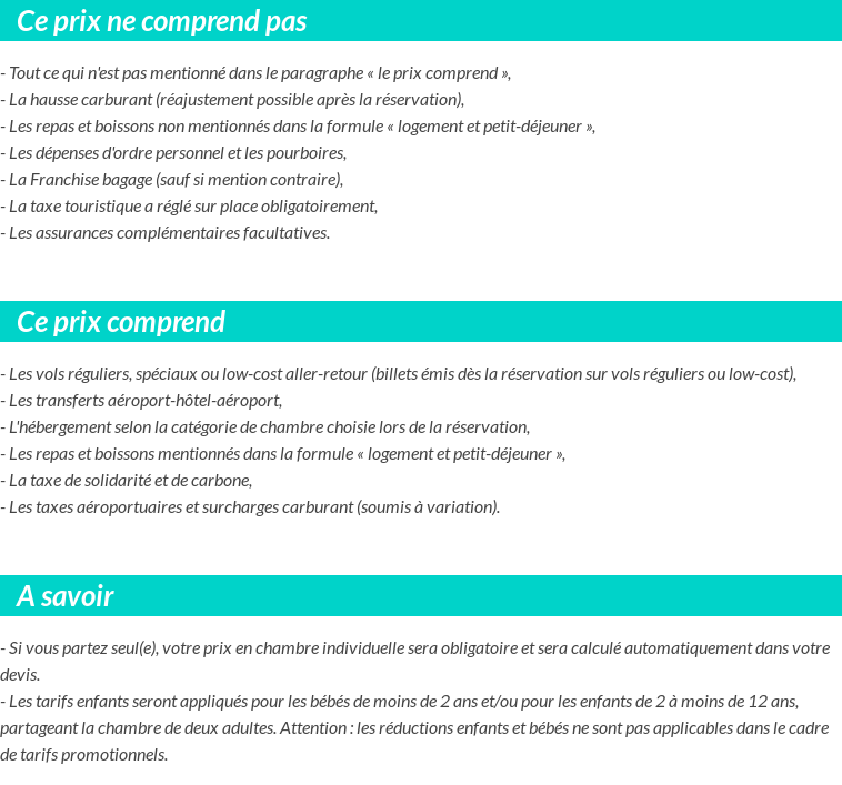 Conditions tarifaires