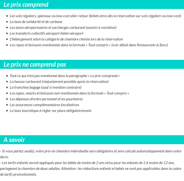 Conditions tarifaires