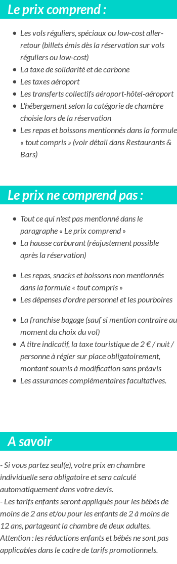 Conditions tarifaires