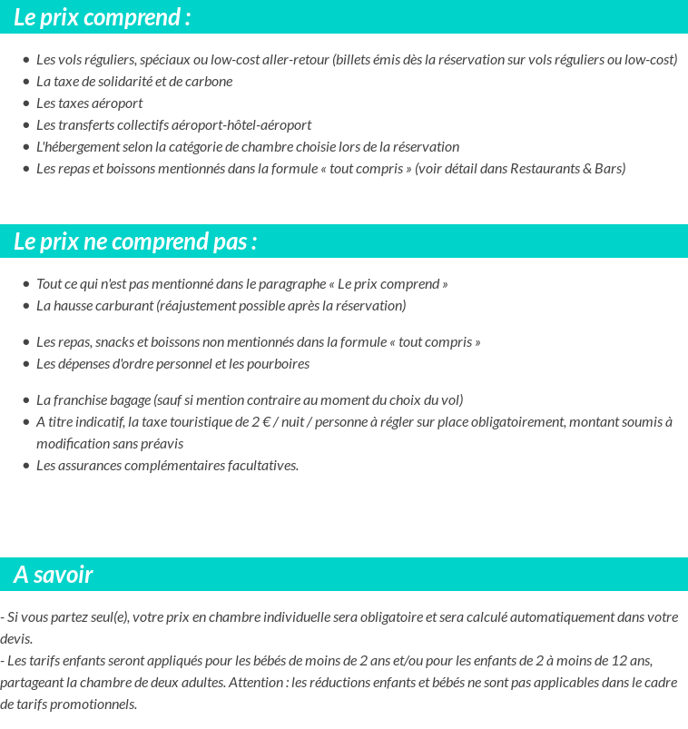 Conditions tarifaires