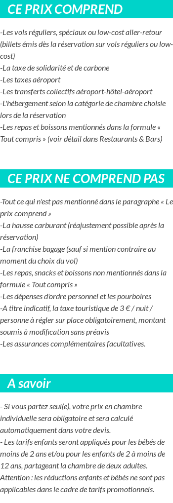 Conditions tarifaires