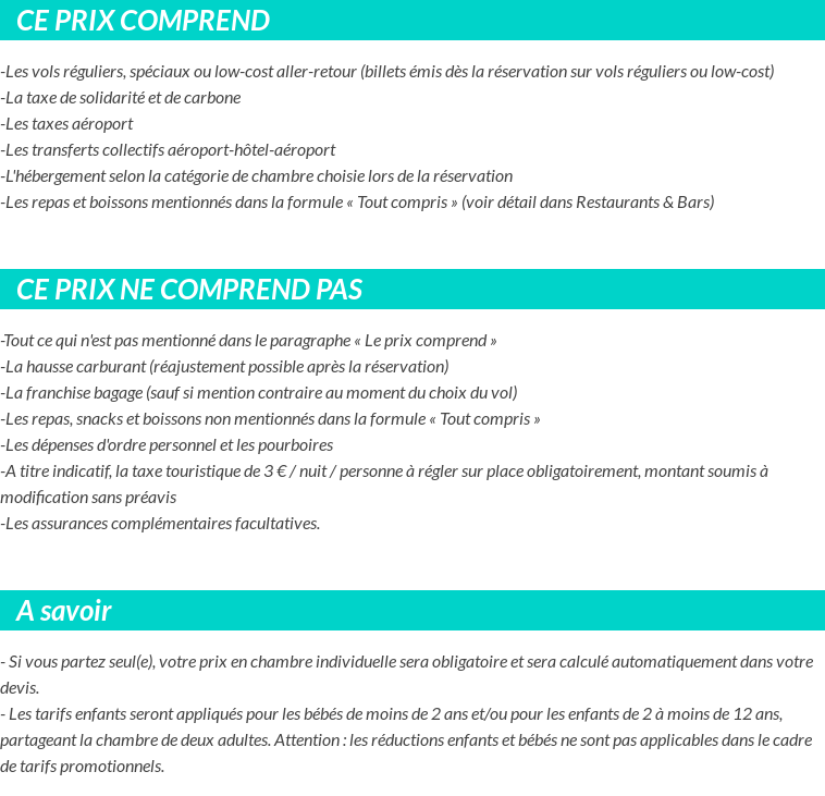 Conditions tarifaires