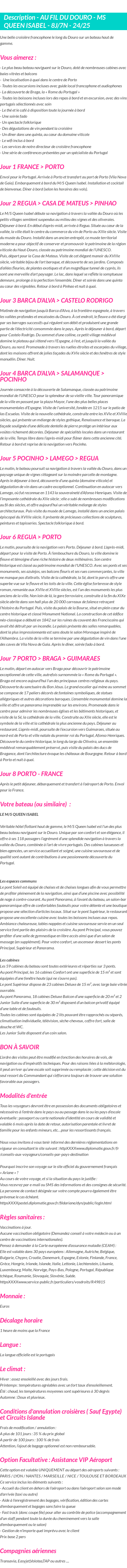 Détails du séjour