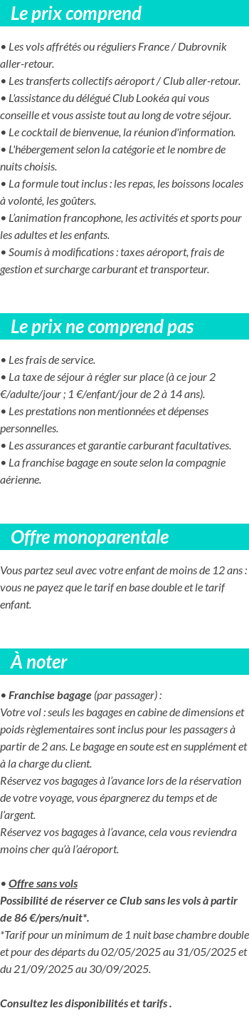 Conditions tarifaires
