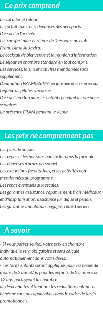 Conditions tarifaires