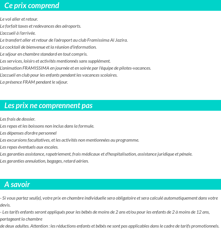 Conditions tarifaires