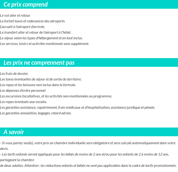 Conditions tarifaires