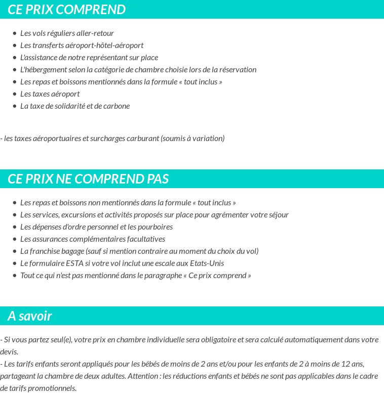 Conditions tarifaires