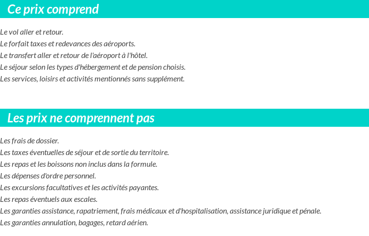 Conditions tarifaires