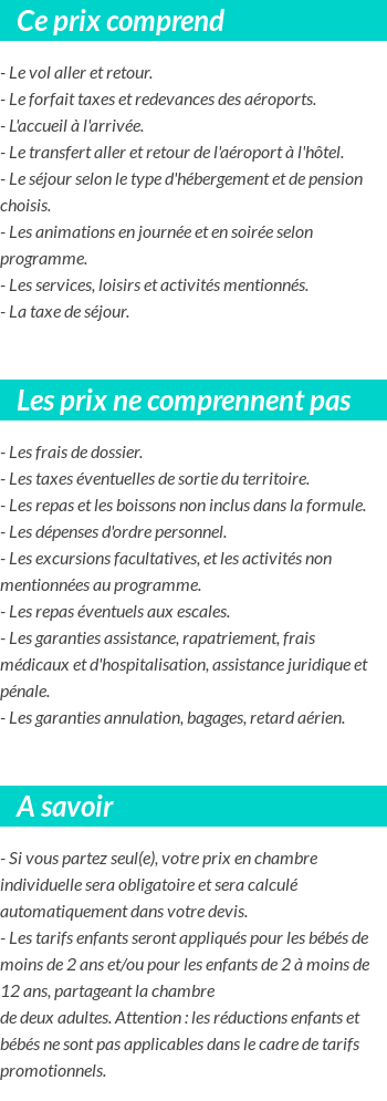 Conditions tarifaires