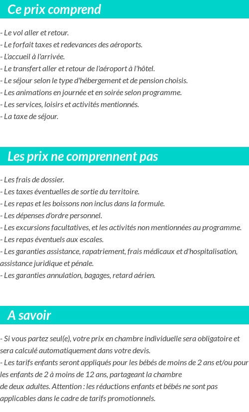 Conditions tarifaires