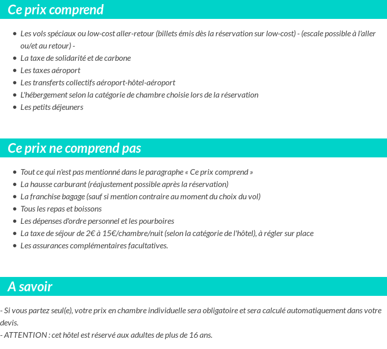 Conditions tarifaires