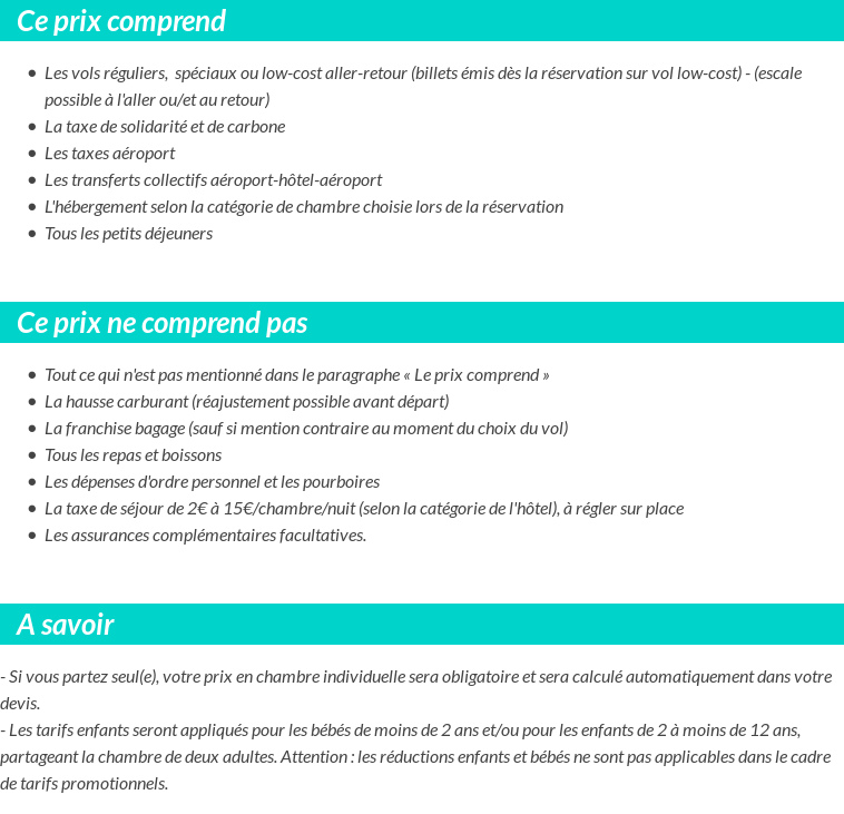 Conditions tarifaires
