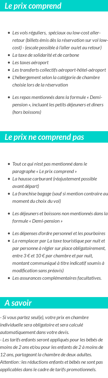 Conditions tarifaires