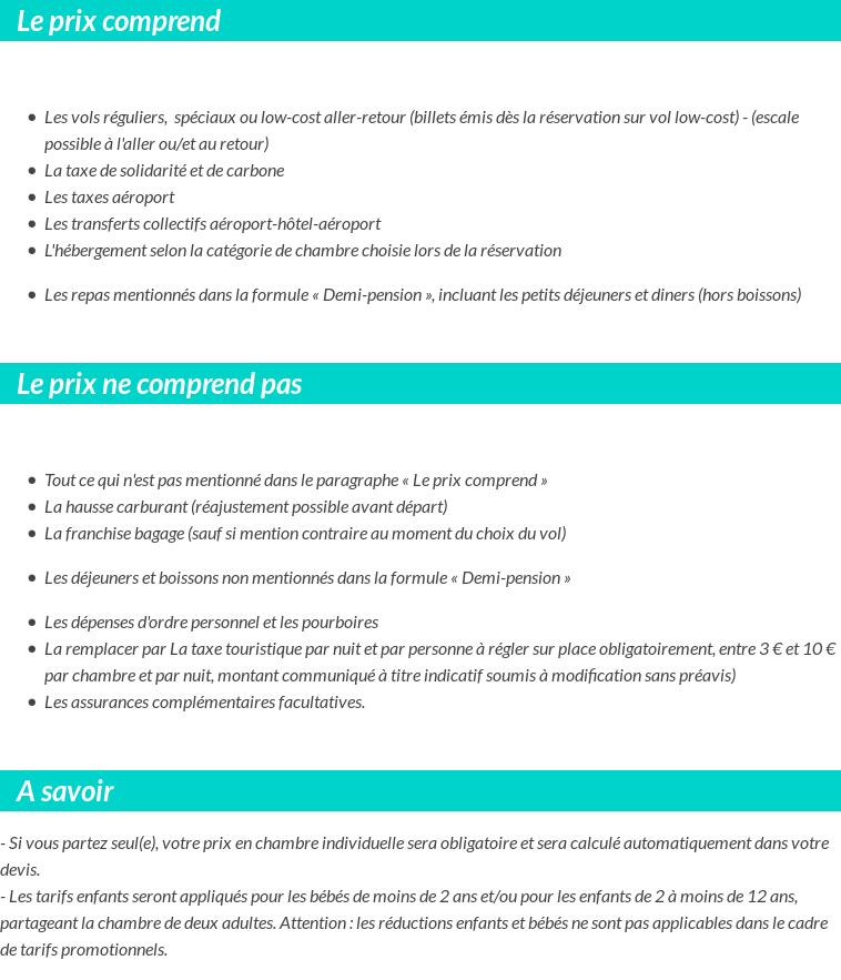 Conditions tarifaires