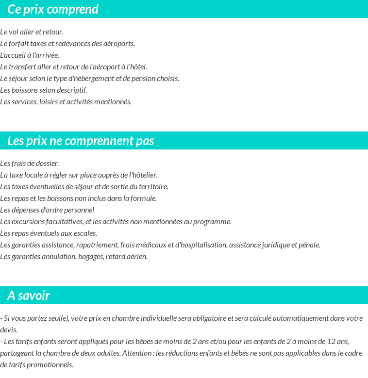 Conditions tarifaires