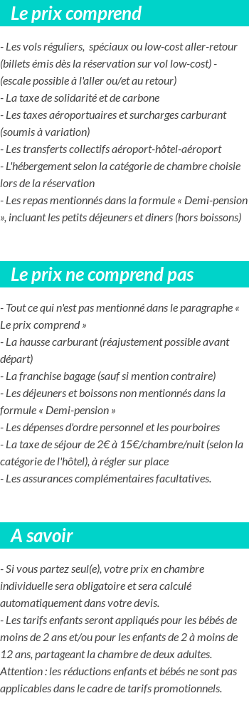 Conditions tarifaires