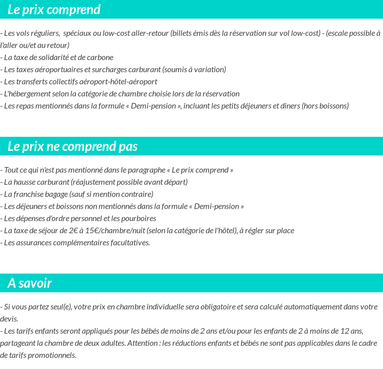 Conditions tarifaires