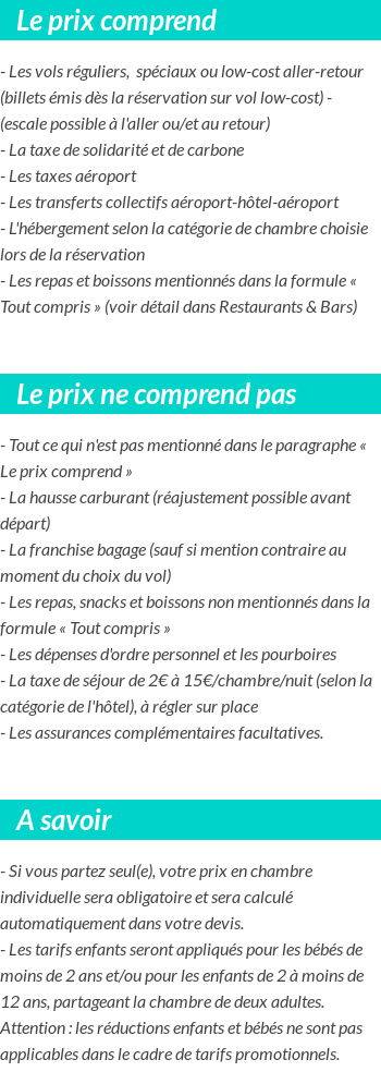 Conditions tarifaires