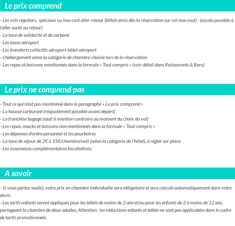 Conditions tarifaires