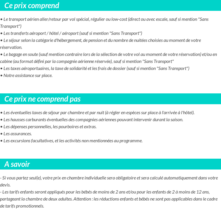 Conditions tarifaires