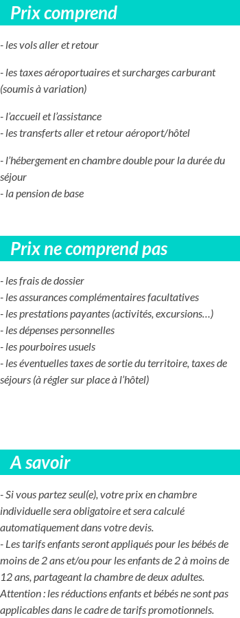 Conditions tarifaires