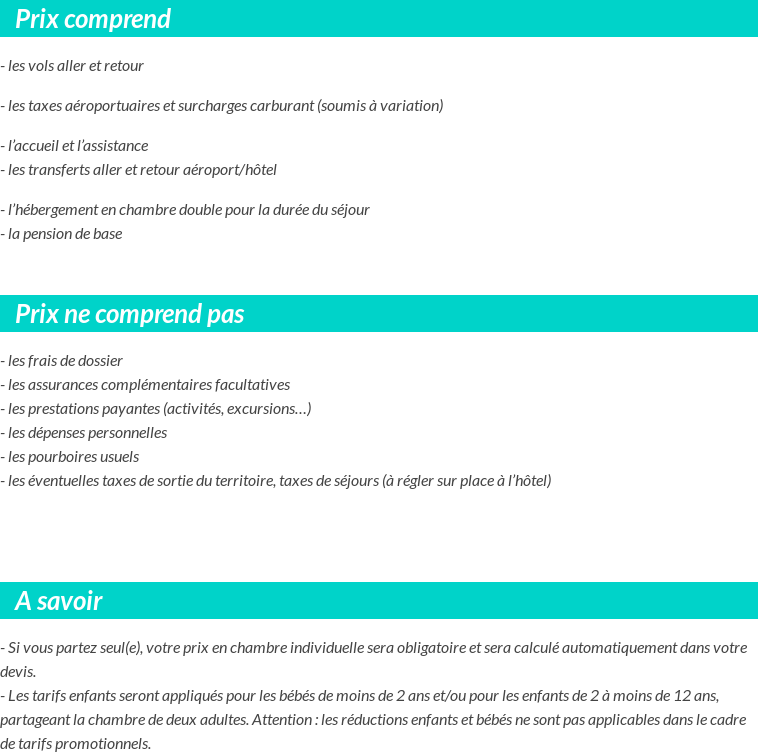 Conditions tarifaires