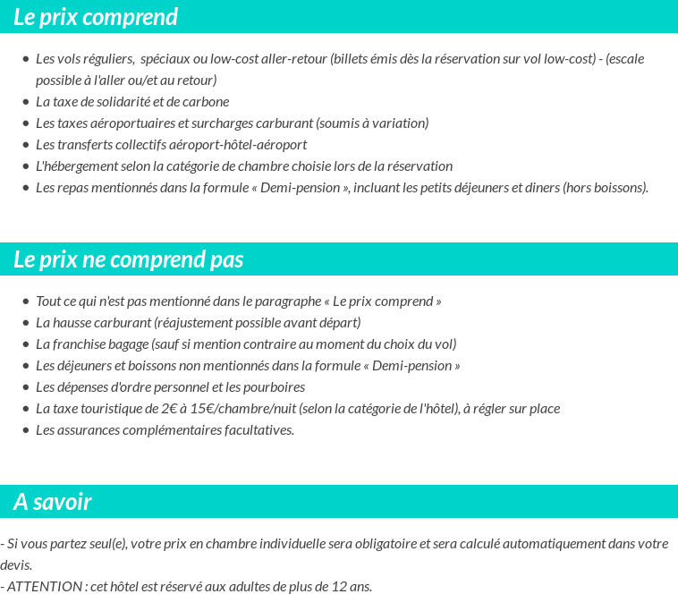 Conditions tarifaires