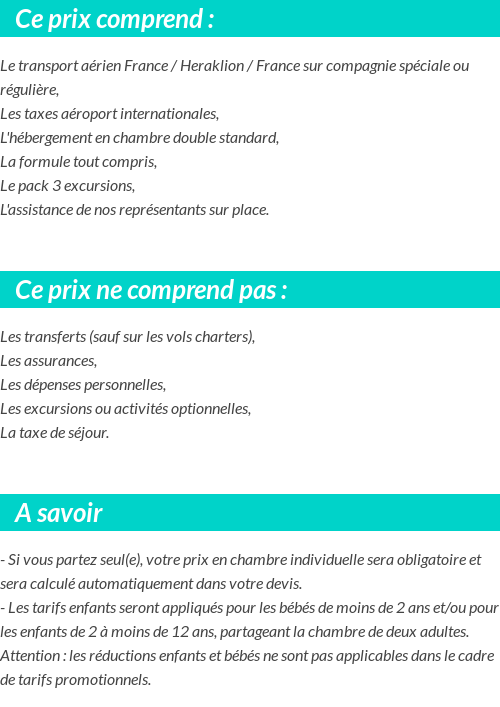 Conditions tarifaires