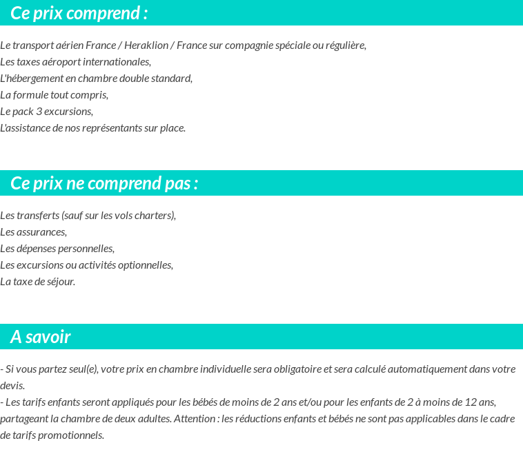 Conditions tarifaires