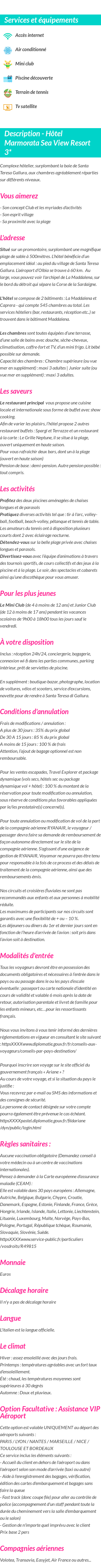Détails du séjour