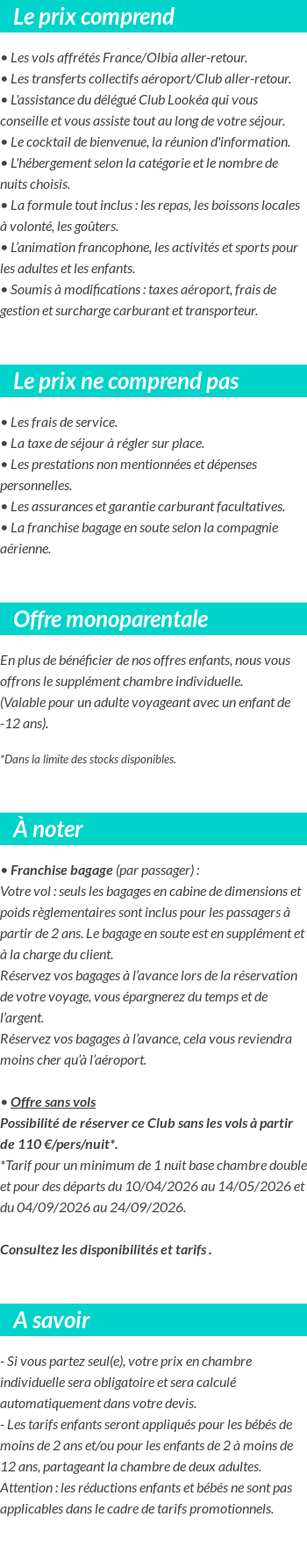 Conditions tarifaires
