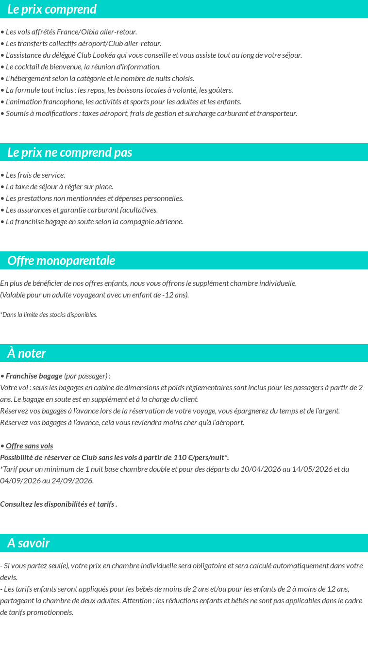 Conditions tarifaires