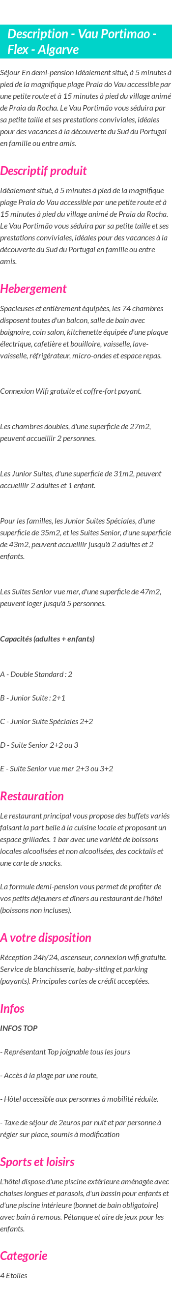 Détails du séjour