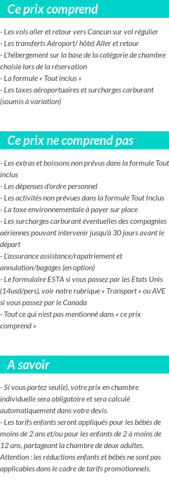 Conditions tarifaires