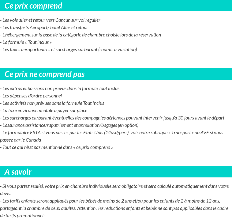 Conditions tarifaires