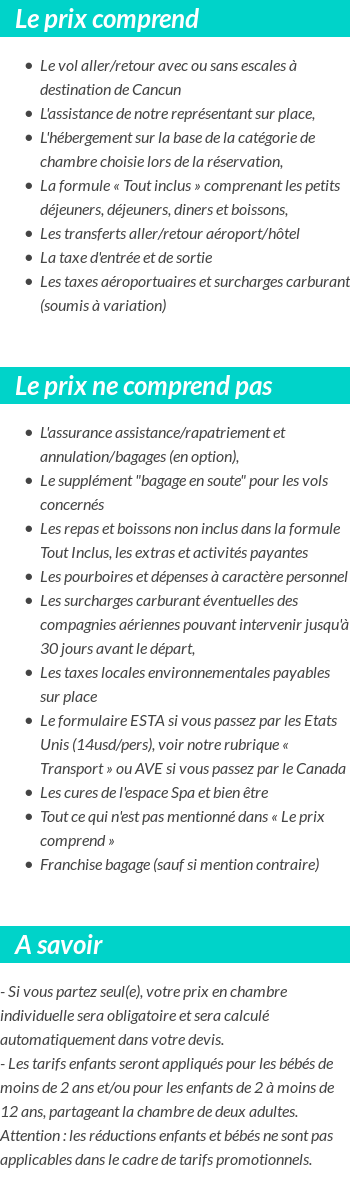 Conditions tarifaires