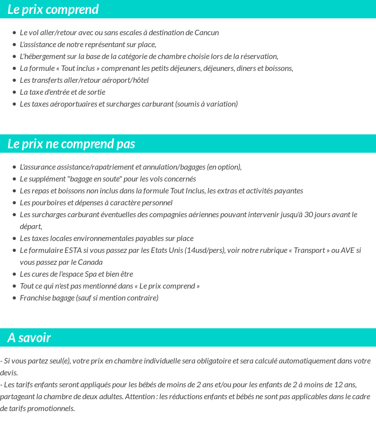Conditions tarifaires