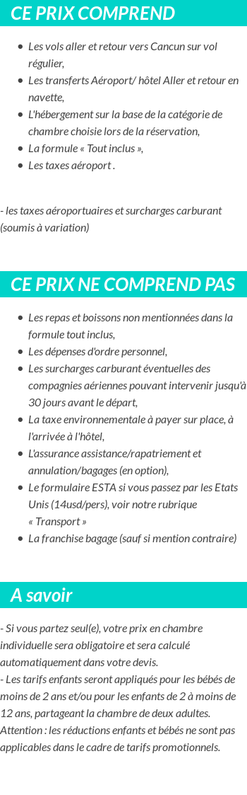 Conditions tarifaires