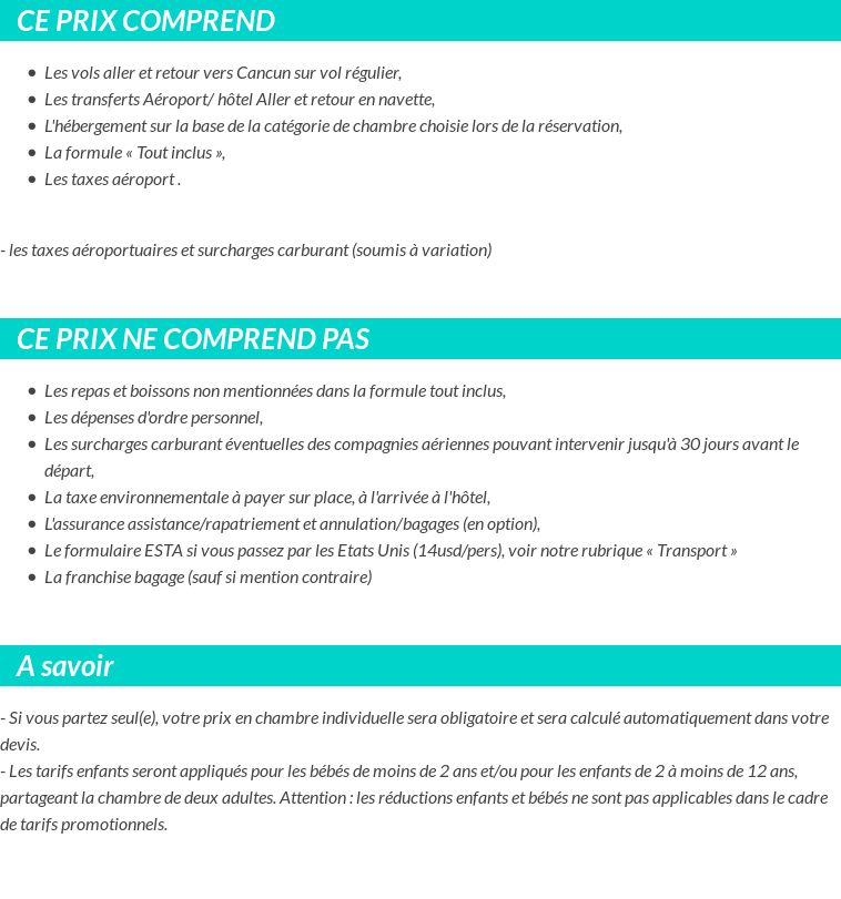 Conditions tarifaires